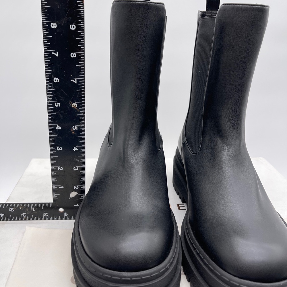 Good American Black Combat pull on platform Boots Size 11 Women’s NIB - Picture 10 of 14